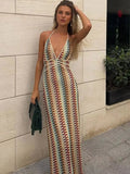 Lightly Knitted Sleeveless Backless Maxi Dress