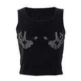 Rhinestone Hand Print Crop Top