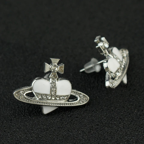 Saturn Heart Diamond Earrings