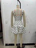 Low Cut Slim Polka Dot Dress