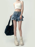 Double Layered Denim Skirt
