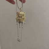 Dead SpongeBob Skeleton Necklace