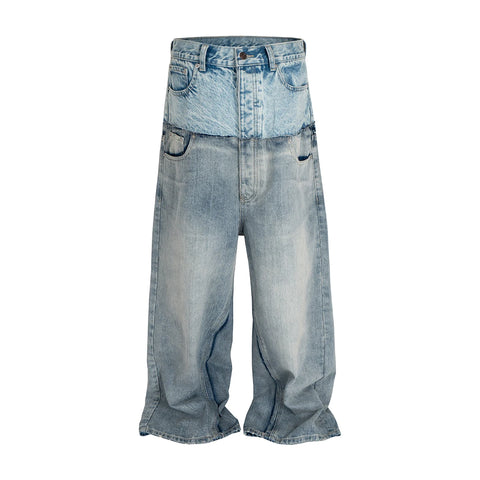 Double-layer Patchwork Baggy Jeans