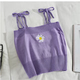 Embroidered Daisy Cami Tops