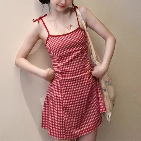 Gingham Plaid Slip Dress