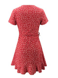 Floral Ruffles V-neck Mini Dress