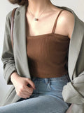 Ribbed Halter Crop Tops