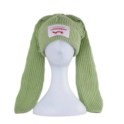 Handmade Long Rabbit Ear Wool Beanie
