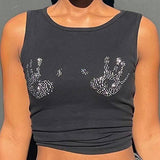 Rhinestone Hand Print Crop Top