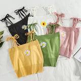 Embroidered Daisy Cami Tops