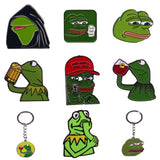 Pepe + Kermit Pins & Keychains