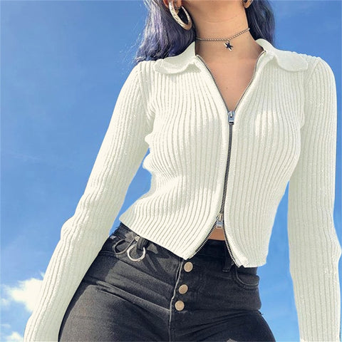 Ribbed Zip Up Sweater