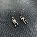 2 Pair Silver Tooth Earrings