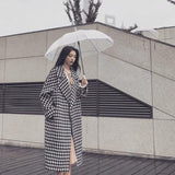 Houndstooth Wool Coat