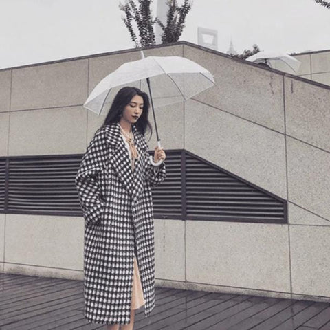 Houndstooth Wool Coat