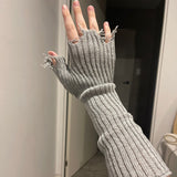 Distressed Knitted Arm Warmers