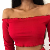Cut Shoulder Crop Top