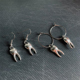 2 Pair Silver Tooth Earrings