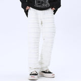 Solid Frayed Straight Denim