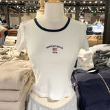 Newport Beach Embroidered Ribbed Tee