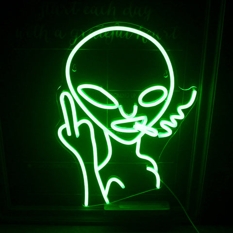 Alien Smoking Neon Sign