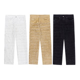 Solid Frayed Straight Denim