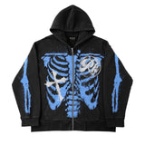 Oversized Skeleton Zip Up Hoodie