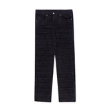 Solid Frayed Straight Denim