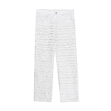 Solid Frayed Straight Denim