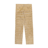 Solid Frayed Straight Denim