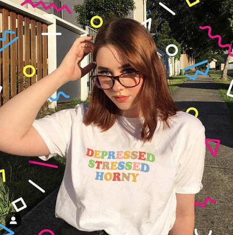 "Depressed Stressed Horny" Tee