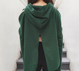 Slit Back Hooded Sweatshirt