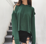 Slit Back Hooded Sweatshirt