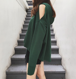 Slit Back Hooded Sweatshirt