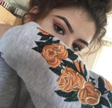 Floral Embroidered Oversized Hoodie