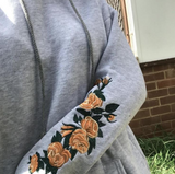 Floral Embroidered Oversized Hoodie