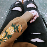 Floral Embroidered Oversized Hoodie