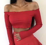 Cut Shoulder Crop Top