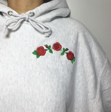 Rose Embroidered Cotton Hoodie