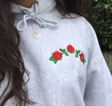 Rose Embroidered Cotton Hoodie