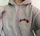 Rose Embroidered Cotton Hoodie