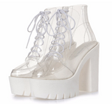 Transparent Platform Lace Up Boots