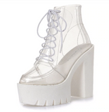 Transparent Platform Lace Up Boots