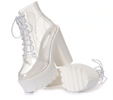 Transparent Platform Lace Up Boots