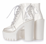 Transparent Platform Lace Up Boots