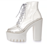 Transparent Platform Lace Up Boots