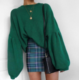 Knitted Lantern Sleeve Sweater