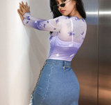 Purple Butterfly Meshed Top