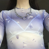 Purple Butterfly Meshed Top
