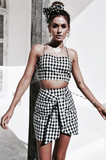 Gingham Crop Top & Mini Wrap Skirt Set (2 Piece)